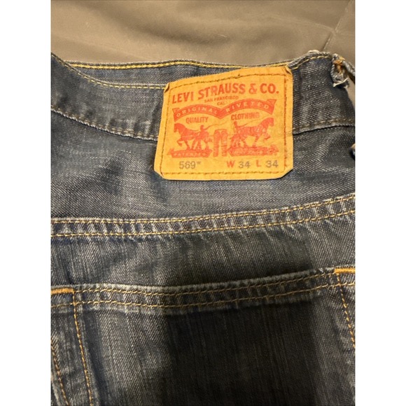 Levi's Other - Levis 569 Loose Straight Dark Wash Blue Denim Jeans Men's 34x34 (Fitz 36x32)